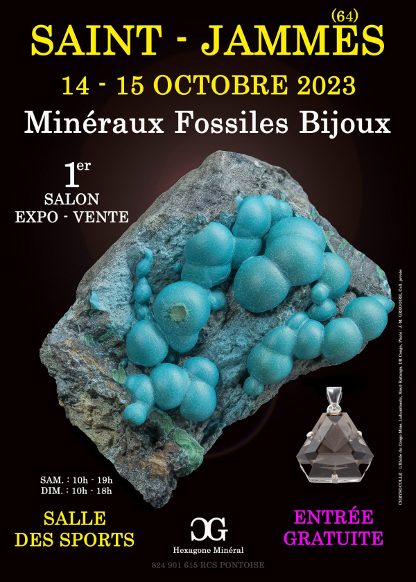 1e TENTOONSTELLING VAN FOSSIELE MINERALEN SIERADEN in SAINT-JAMMES