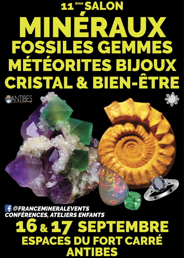 11e MinéralEvent Fair in Antibes - Mineralen, fossielen, edelstenen, juwelen, kristal en welzijn