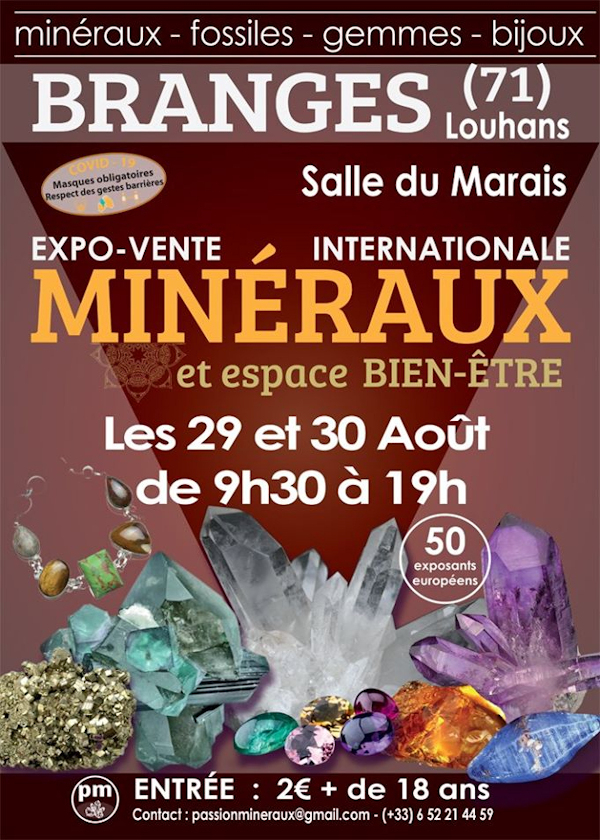 Eerste tentoonstelling tentoonstelling verkoop van mineralen uit Branges