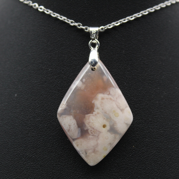 Bloem agaat diamant hanger