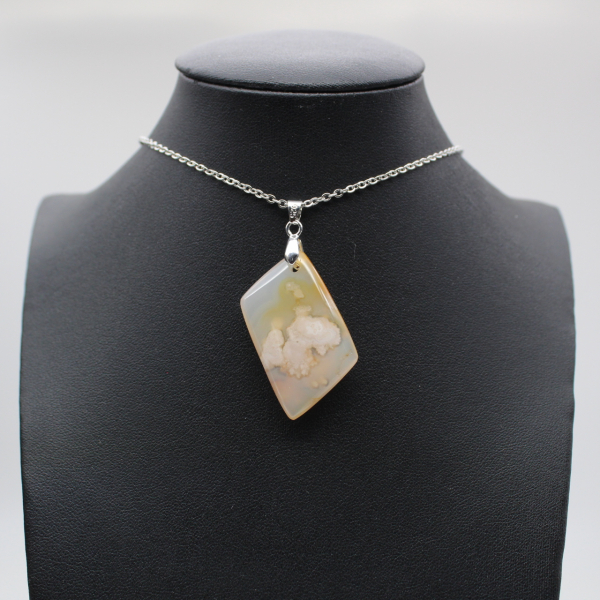 Bloem agaat diamant hanger