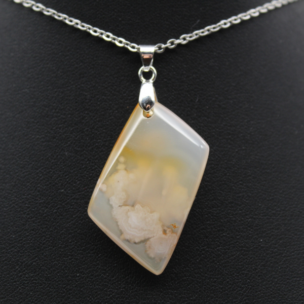 Bloem agaat diamant hanger