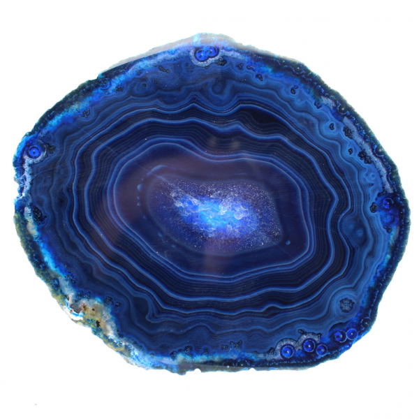 Gepolijste blauwe agaatschijven voor edelsteenliefhebbers.