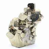 Selectie van gekristalliseerde pyrietstenen, pyrietkristallen, natuurlijke minerale steen. Pyriet