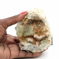 Ruwe fluoriet uit Marokko: Groot groen kristal op gastgesteente Ruwe fluoriet uit Marokko: Groot groen kristal op gastgesteente