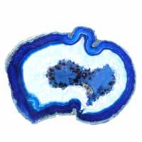 Blauwe agaatschijfjes, gepolijst voor wetenschappelijke decoratie.