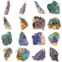 Ruwe mineralen: azuriet en malachiet