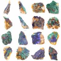 Ruwe mineralen: azuriet en malachiet Ruwe mineralen: azuriet en malachiet