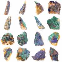 Ruwe mineralen: azuriet en malachiet
