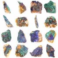 Ruwe mineralen: azuriet en malachiet