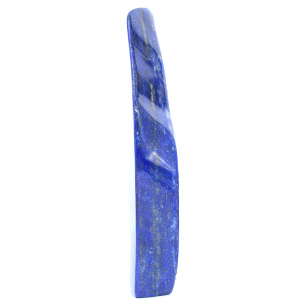 Lamp in hout en hars met grote lapis lazuli steen