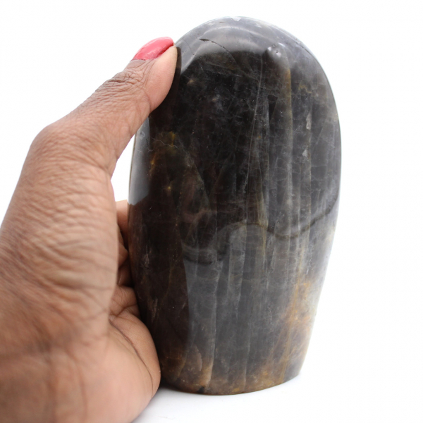 zwart gepolijste microline maansteen uit Madagascar