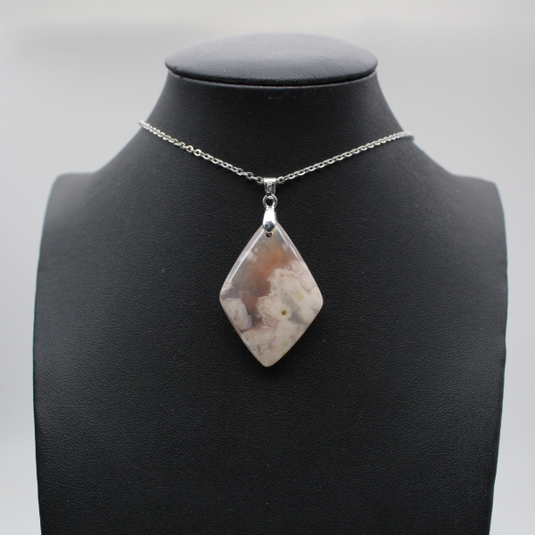 Bloem agaat diamant hanger