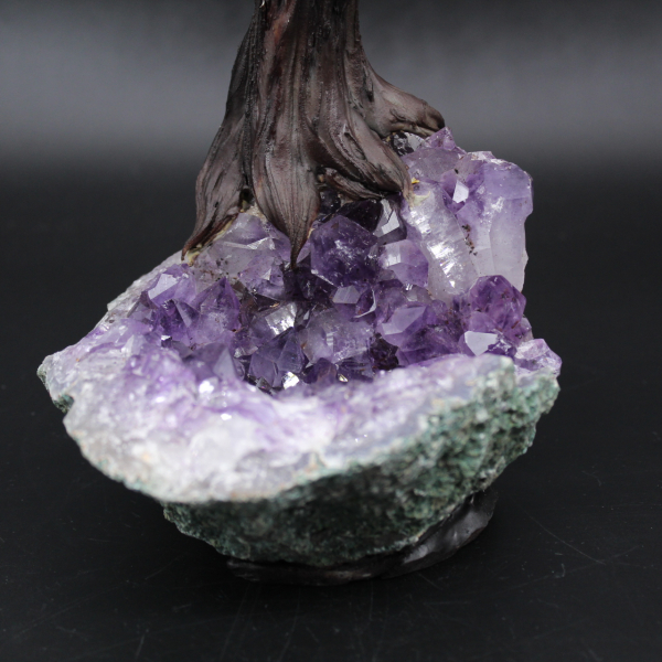 Minerale boom met amethist basis en rozenkwarts bladeren