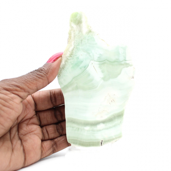 Authentieke gepolijste groene aragoniet stenen plak