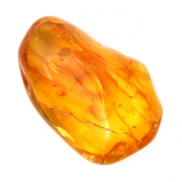 Gepolijste gele amberkleurige kiezelsteen - fossiele steen voor decoratie