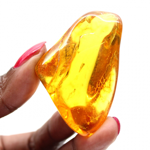 Gele Baltische barnsteen – gepolijste kiezelsteen, decoratief object