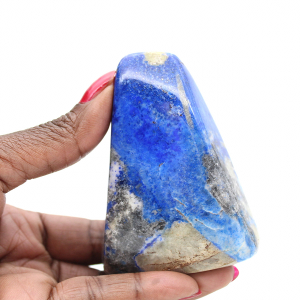 Lapis lazuli, gepolijst ornament met pyrietinsluitingen