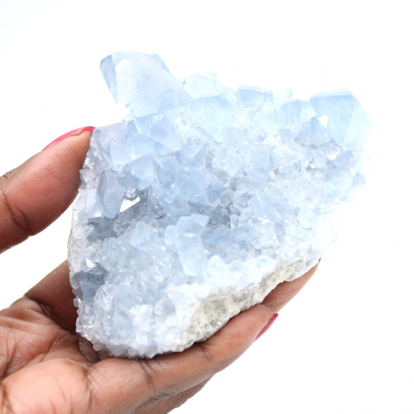 Blauwe celestietgeode, natuurlijke formatie in Madagaskar