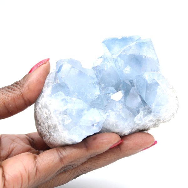 Gekristalliseerde blauwe celestien uit Madagaskar