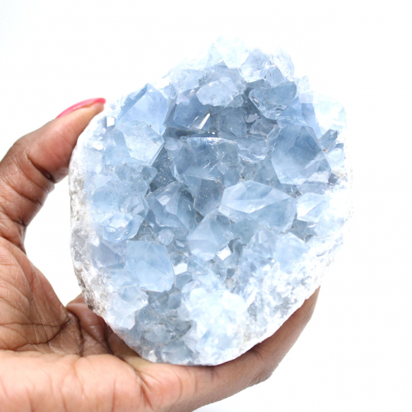 Blauwe celestien uit natuurlijke geode van Madagaskar