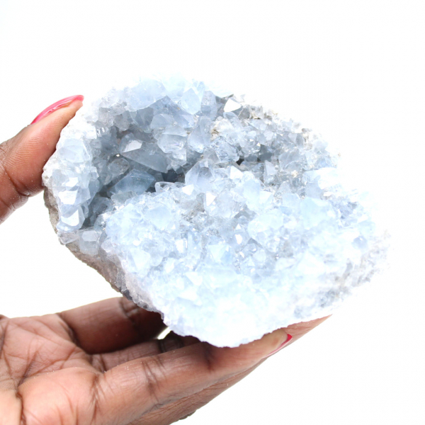 Blauwe celestiet kristalgeode uit Madagaskar