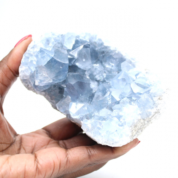 Blauwe celestiet mineraal geode Madagaskar