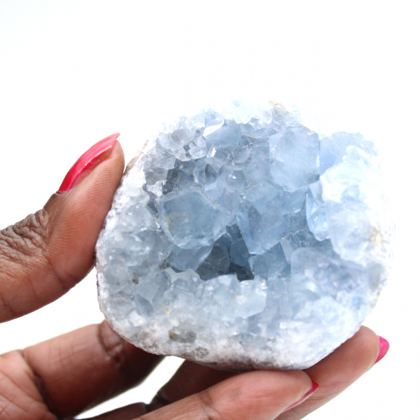 Unieke Madagaskar blauwe celestietgeode