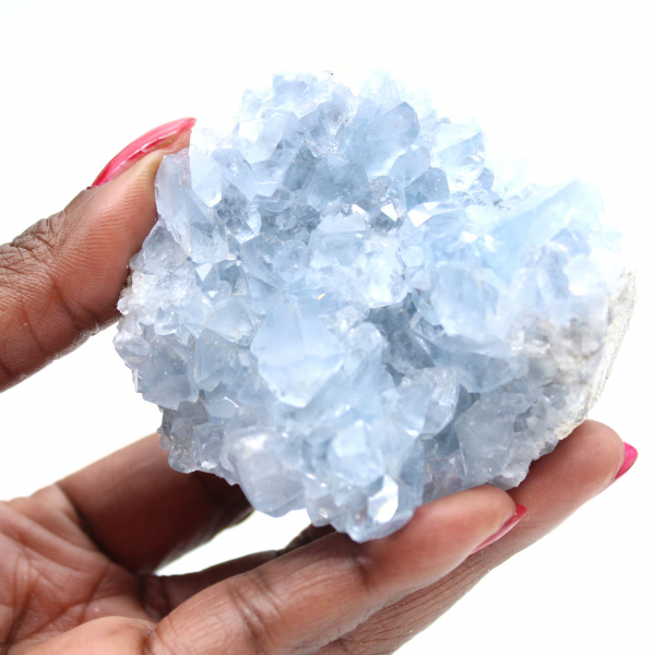 Blauwe celestiet geode, natuurlijk mineraal uit Madagaskar