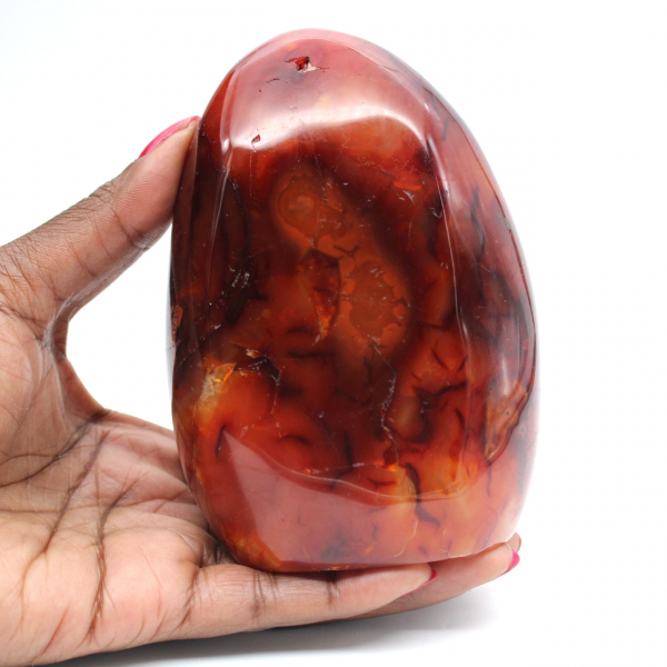 Gepolijst oranje-rood carneool ornament uit Madagaskar - echt verzamelobject