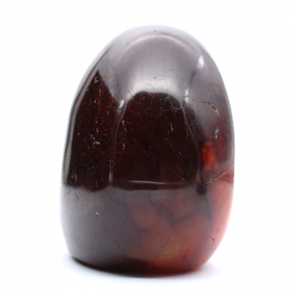 Carneool gepolijst ornament uit Madagaskar - Natuurlijke verzamelsteen intens rood-oranje