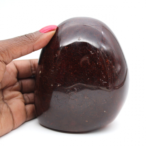 Carneool gepolijst ornament uit Madagaskar - Natuurlijke verzamelsteen intens rood-oranje