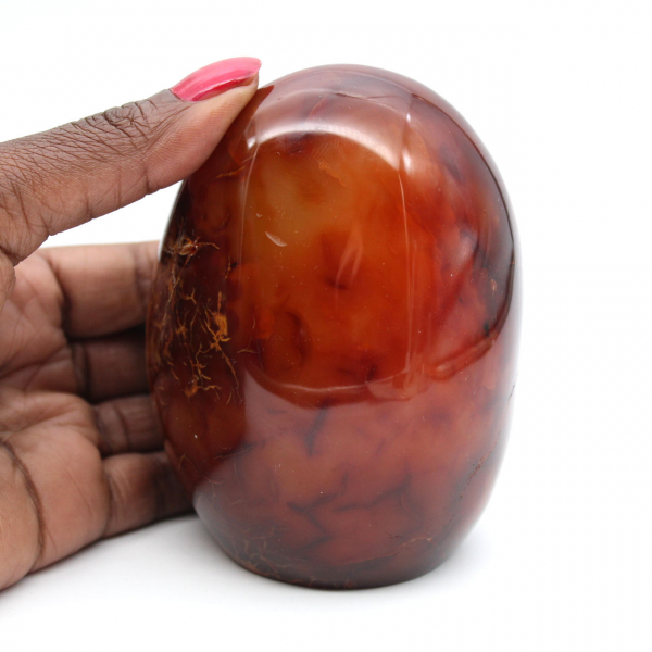 Authentiek gepolijst carneool ornament uit Madagaskar - decoratief en verzamelbaar mineraal
