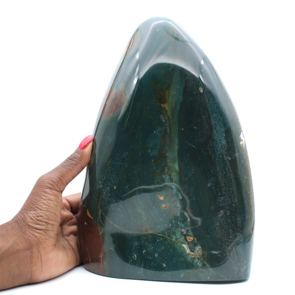 Gepolijste groene jaspis, massief ornament, natuursteen, Madagaskar