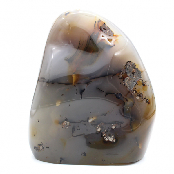 Gepolijste carneool, groot rood-oranje mineraal ornament, Madagaskar