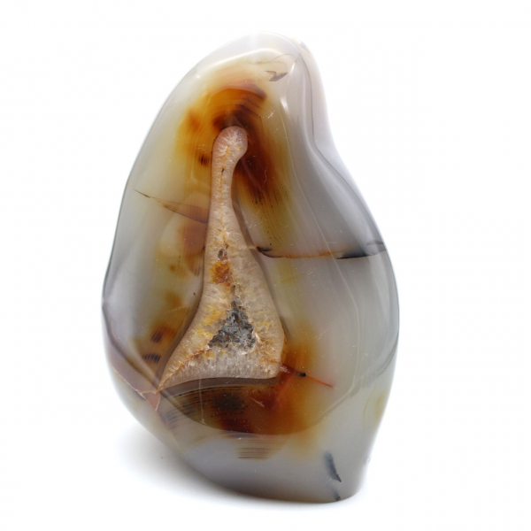 Gepolijste carneool, groot rood-oranje mineraal ornament, Madagaskar