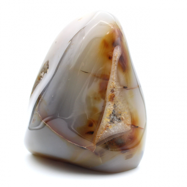 Gepolijste carneool, groot rood-oranje mineraal ornament, Madagaskar