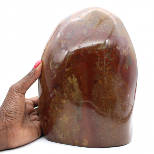 Gepolijste rode jaspis ornament, verzamelobject mineraal exemplaar, Madagaskar