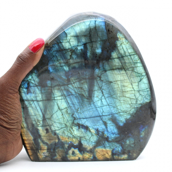 Gepolijste labradoriet, groot mineraal ornament, verzamelobject, Madagaskar