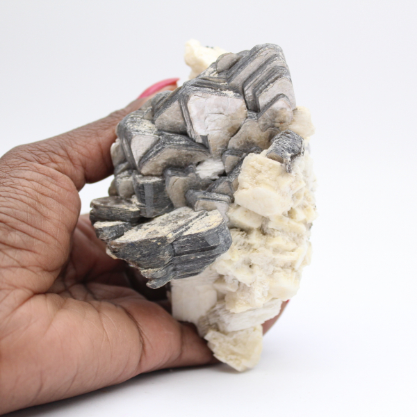 Witte kwarts en Afghaanse mica op matrix