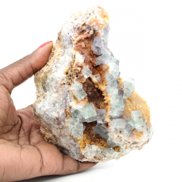 Groene fluorietrots: groot kristal op zijn matrix