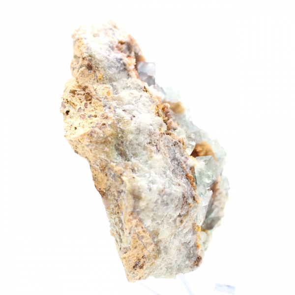 Groene fluorietrots: groot kristal op zijn matrix