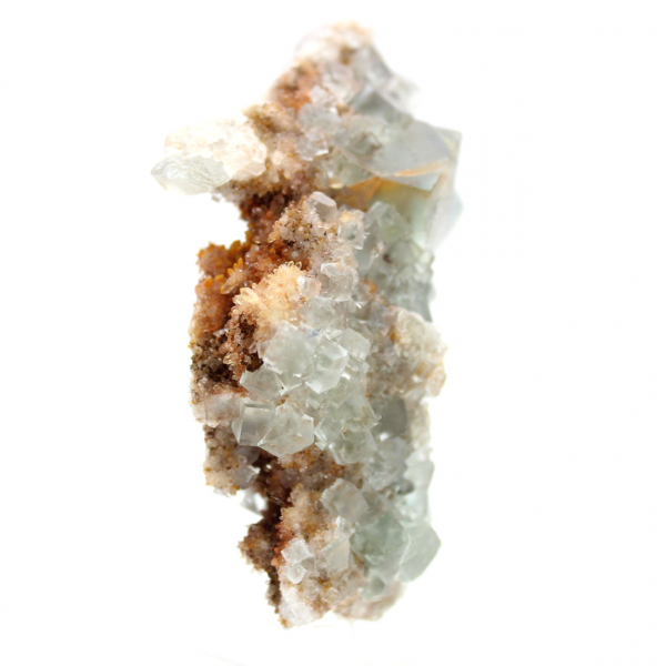 Groene fluoriet op gesteente: ruw mineraalmonster