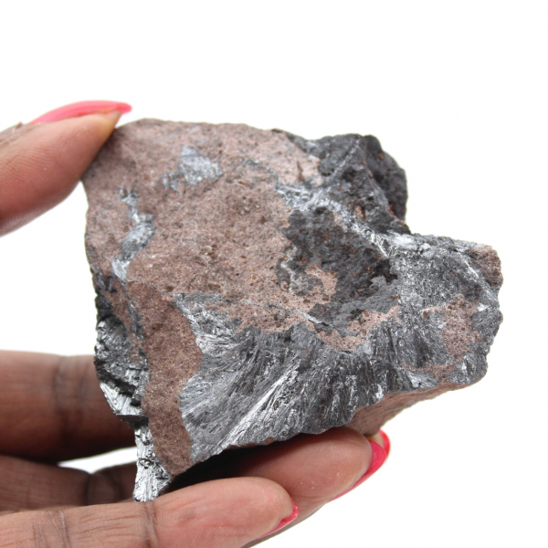 Pyrolusietkristallen op matrix, esthetisch exemplaar