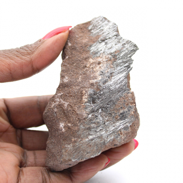 Pyrolusietkristallisatie uit Marokko, ruw exemplaar