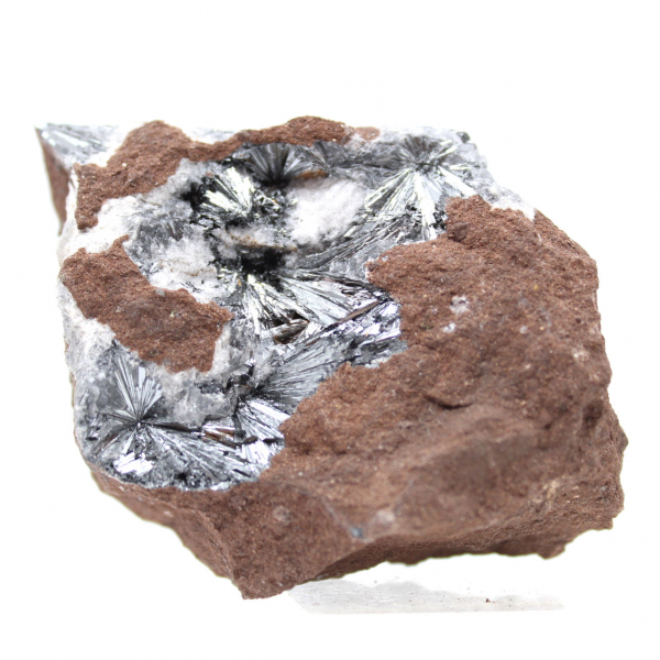 Pyrolusiet, mineralogisch specimen met matrix