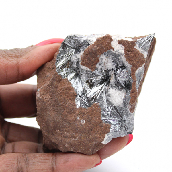 Pyrolusiet, mineralogisch specimen met matrix