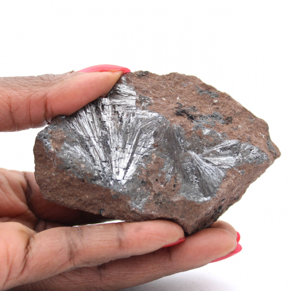 Pyrolusietkristallen, mineraalgesteente Marokko