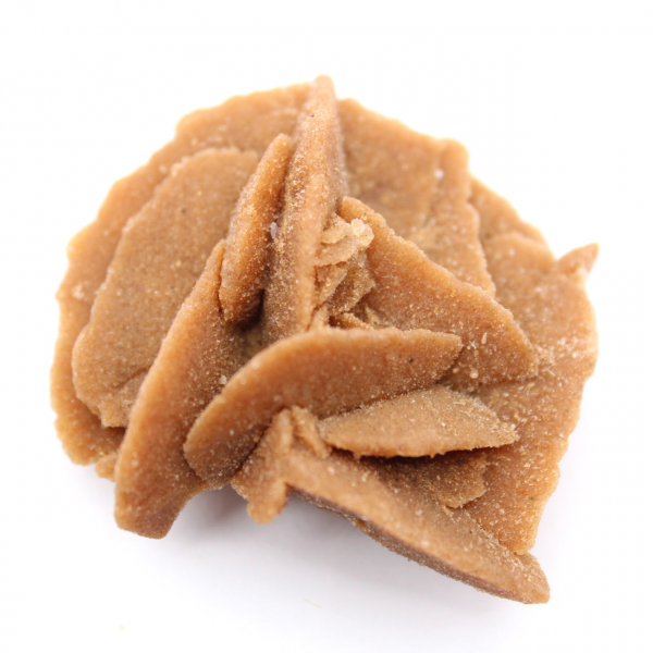 Klein fragment van een woestijnroos: een mineraal uit Marokko.