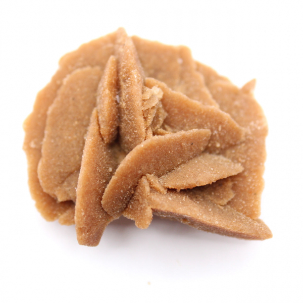 Klein fragment van een woestijnroos: een mineraal uit Marokko.